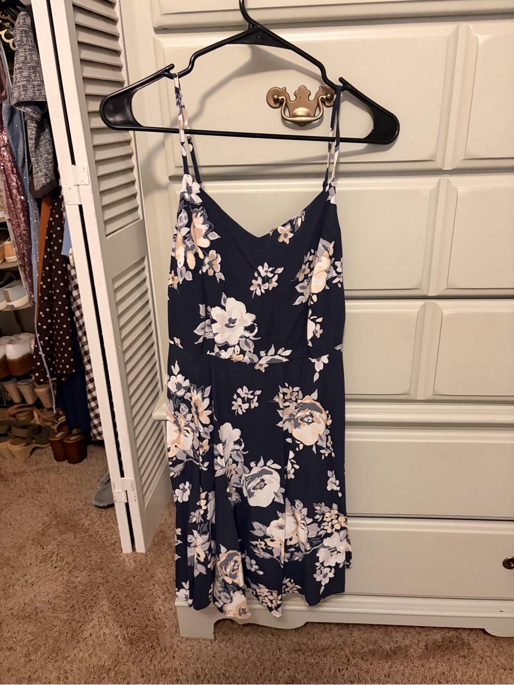 Old Navy Navy Floral Spaghetti-Strap Midi Dress